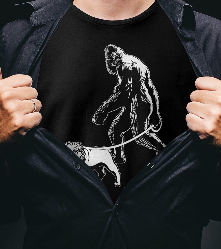Bigfoot Walking Bulldog T-Shirt