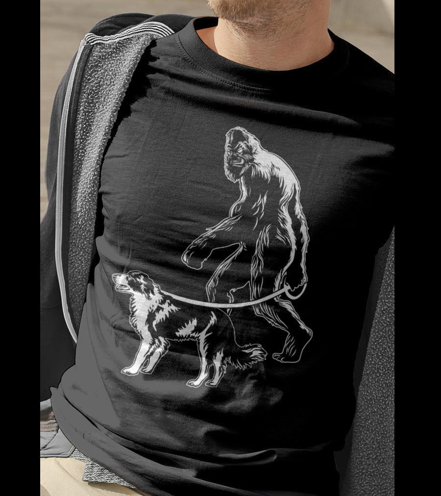 Bigfoot Walking Border Collie T-Shirt