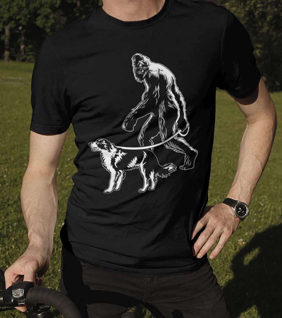 Bigfoot Walking Border Collie T-Shirt