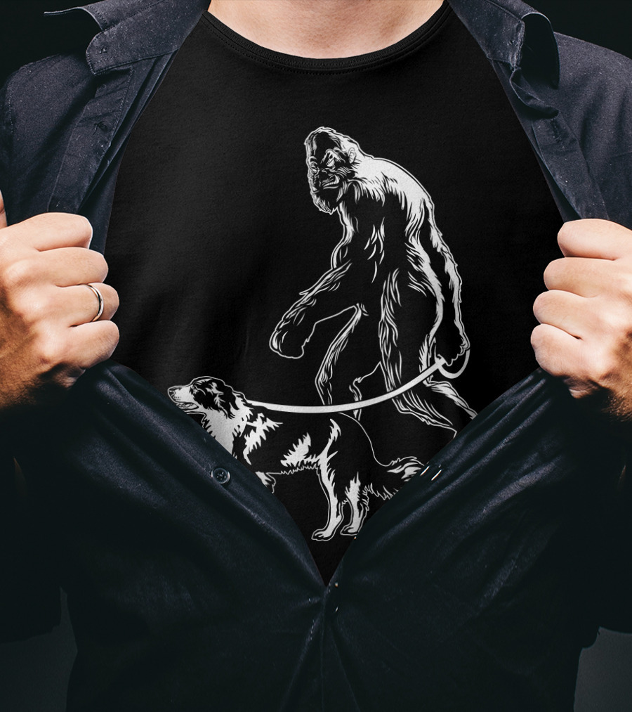 Bigfoot Walking Border Collie T-Shirt