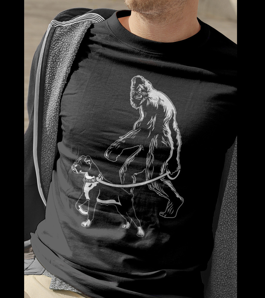 Bigfoot Walking Boxer Dog T-Shirt