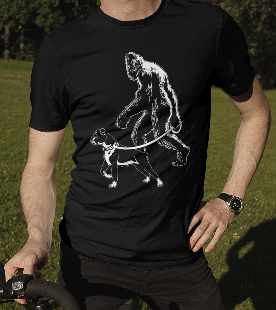 Bigfoot Walking Boxer Dog T-Shirt