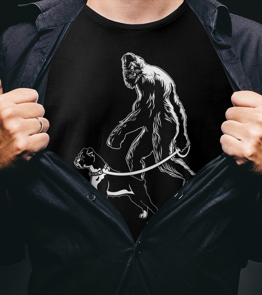 Bigfoot Walking Boxer Dog T-Shirt