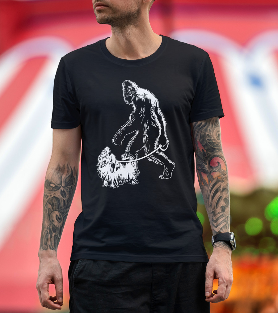 Bigfoot Walking Maltese Dog T-Shirt