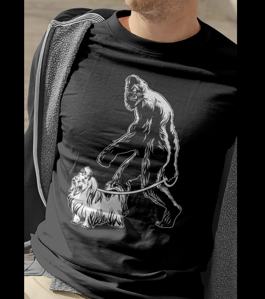Bigfoot Walking Maltese Dog T-Shirt