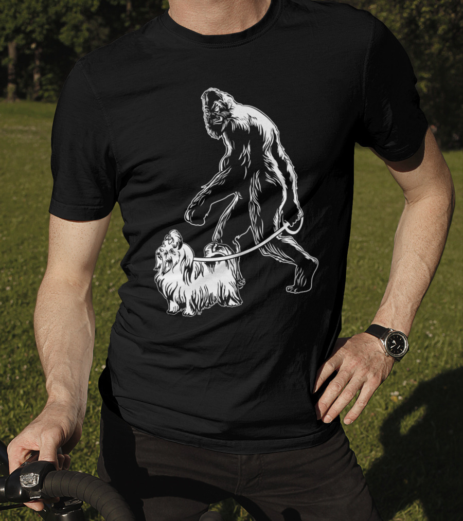 Bigfoot Walking Maltese Dog T-Shirt