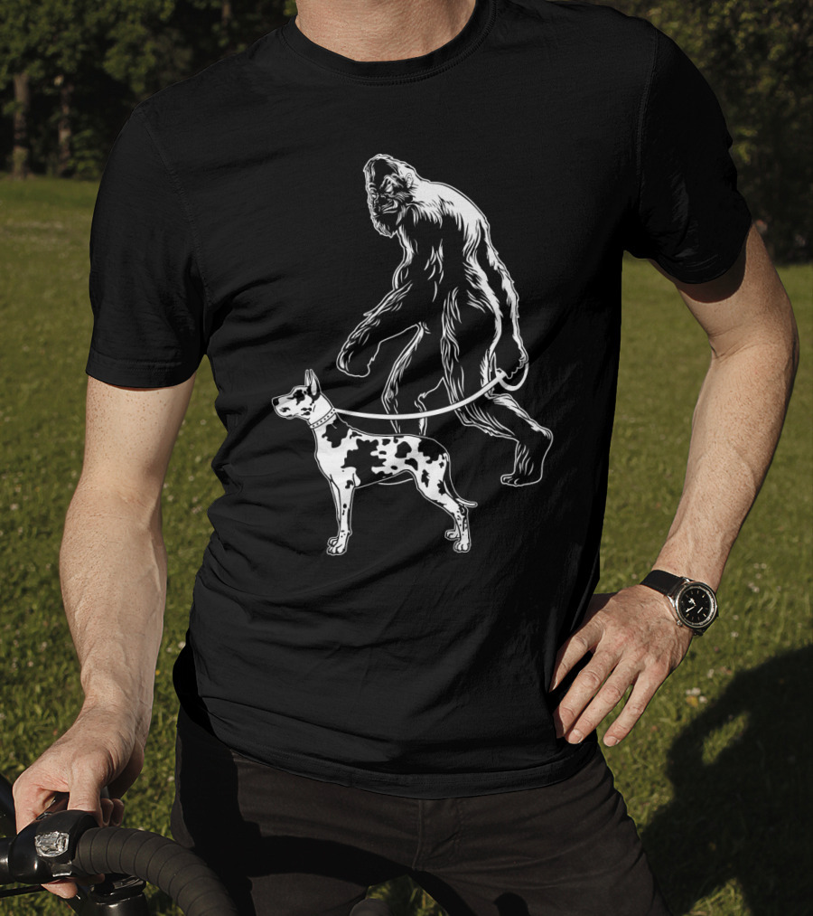 Bigfoot Walking Great Dane Dog T-Shirt