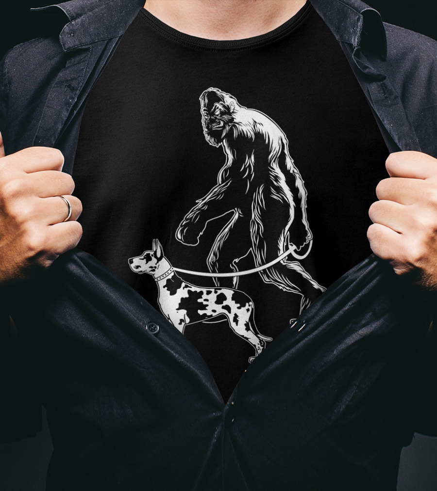 Bigfoot Walking Great Dane Dog T-Shirt