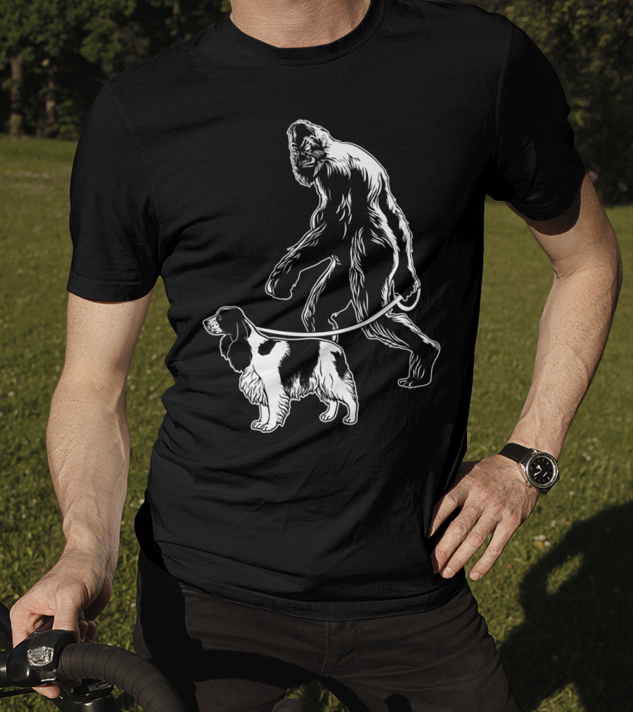 Bigfoot Walking Cocker Spaniel Dog T-Shirt