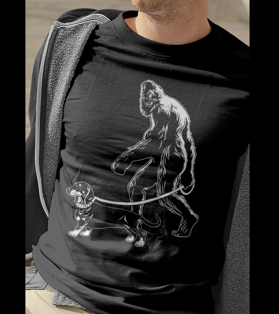 Bigfoot Walking Dachshund Dog T-Shirt