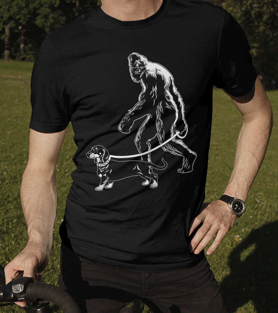 Bigfoot Walking Dachshund Dog T-Shirt