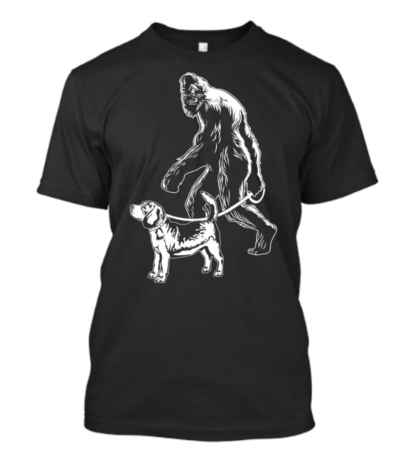 Bigfoot Walking Beagle Dog T-Shirt