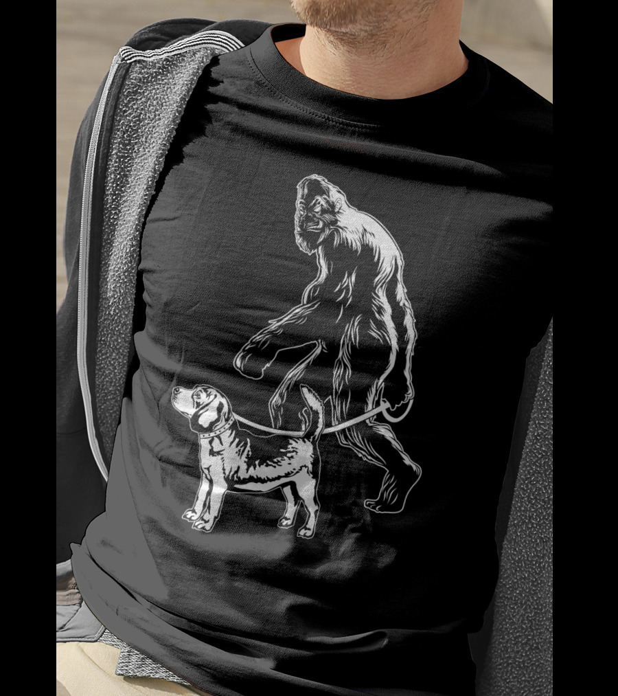 Bigfoot Walking Beagle Dog T-Shirt