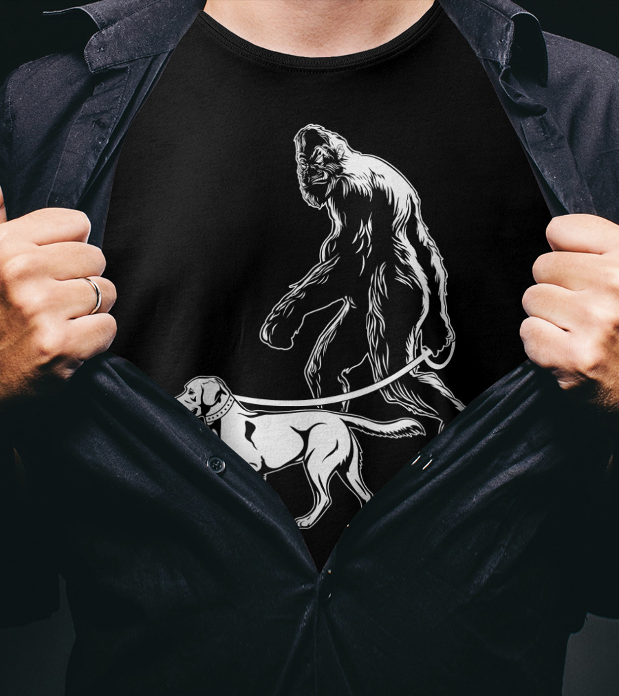 Bigfoot Walking Labrador Dog T-Shirt