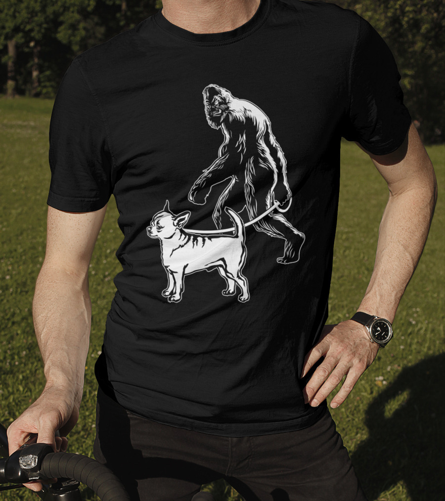 Bigfoot Walking Chihuahua Dog T-Shirt