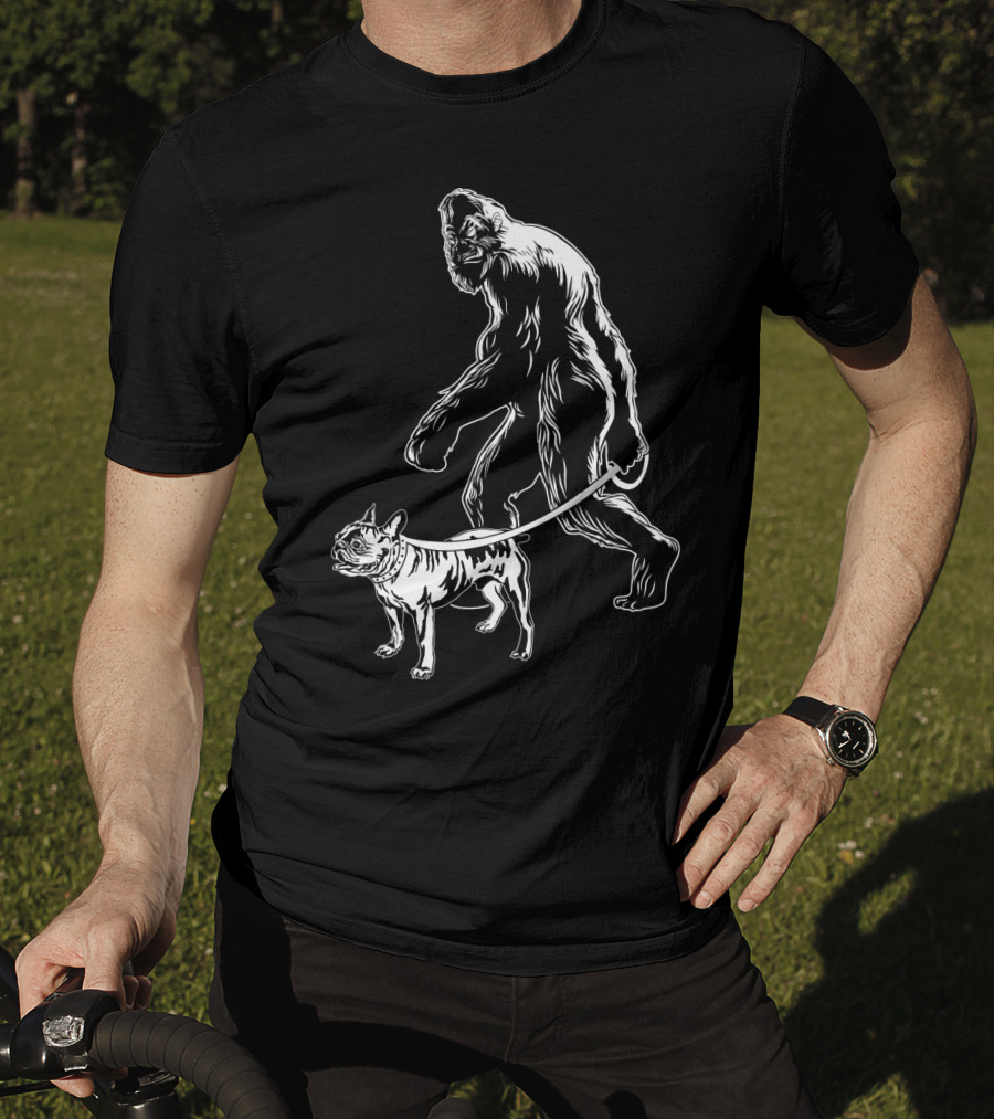Bigfoot Walking French Bulldog Creature Companion T-Shirt