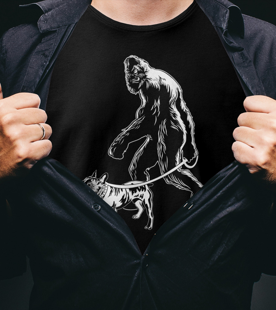 Bigfoot Walking French Bulldog Creature Companion T-Shirt