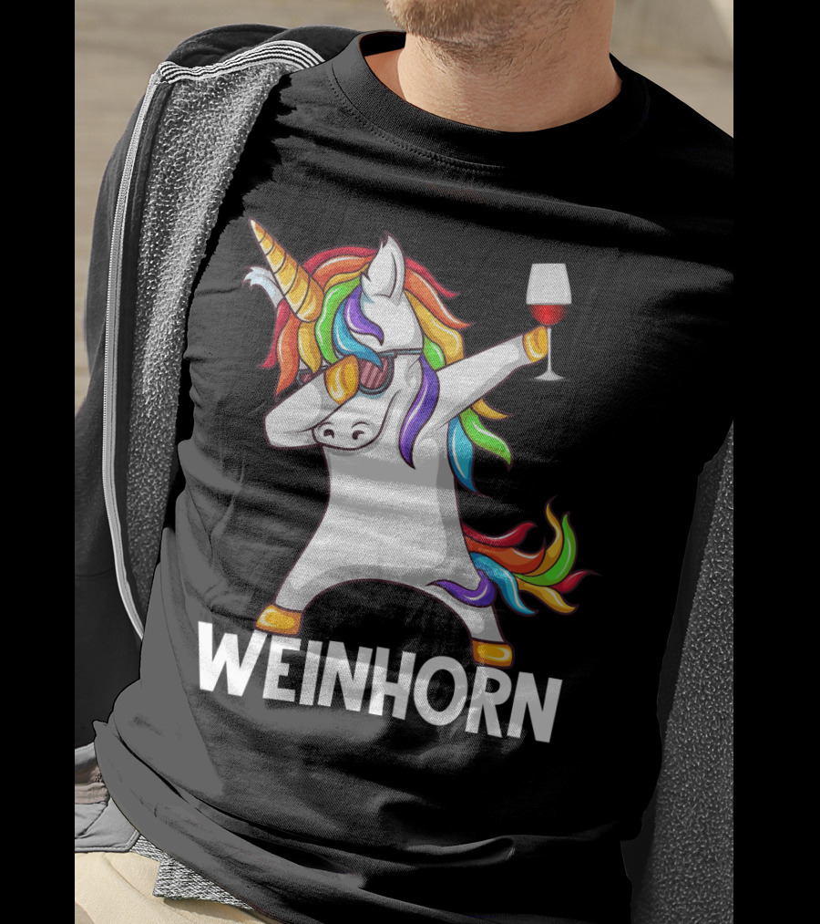 Weinhorn Dabbing Einhorn With Wine Glass T-Shirt
