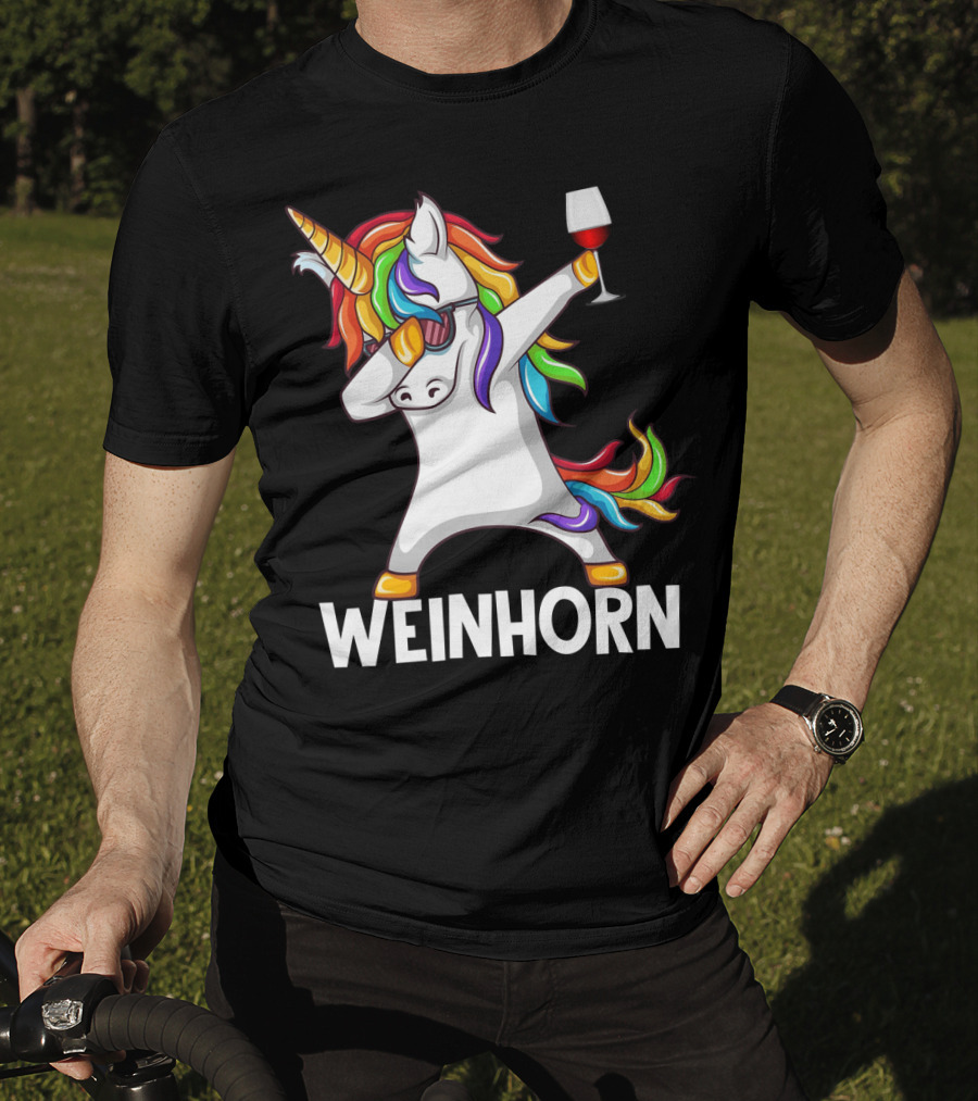 Weinhorn Dabbing Einhorn With Wine Glass T-Shirt