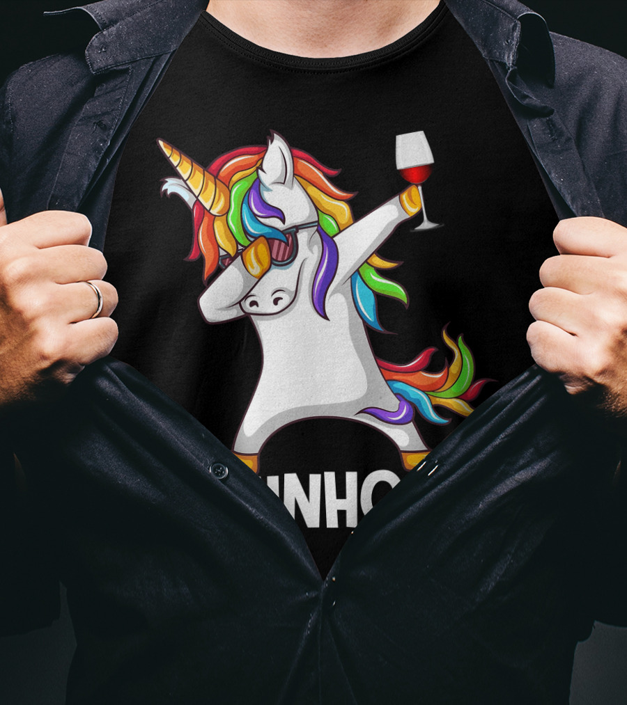 Weinhorn Dabbing Einhorn With Wine Glass T-Shirt