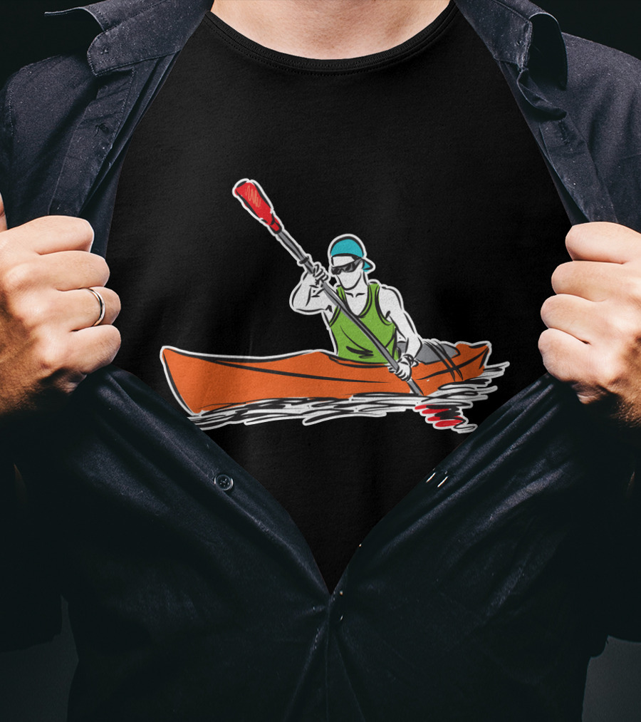 Grönland Kajak Paddel Sportler Line Zeichnen T-Shirt