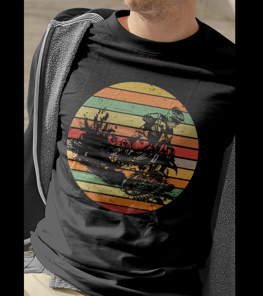 Vintage Motocross Dirt Bike Retro Vibes With Rider T-Shirt