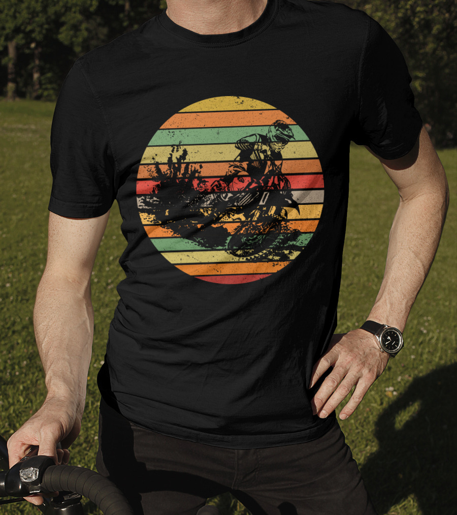 Vintage Motocross Dirt Bike Retro Vibes With Rider T-Shirt