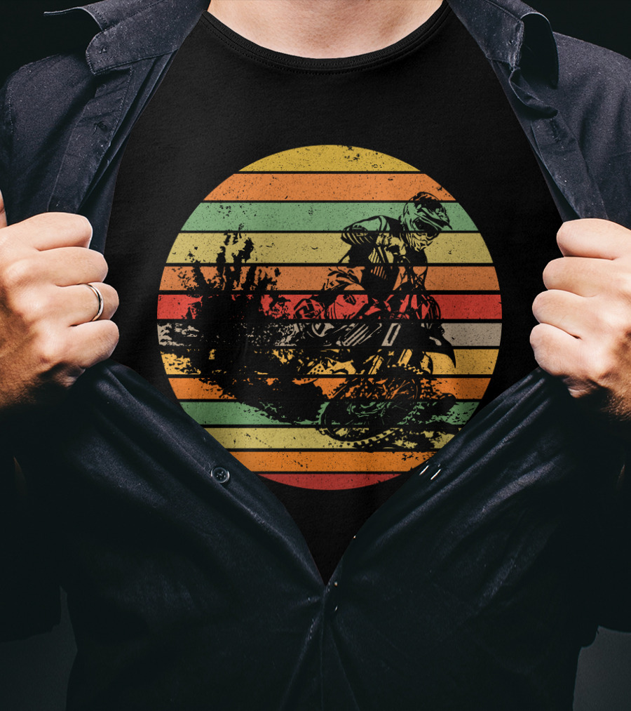 Vintage Motocross Dirt Bike Retro Vibes With Rider T-Shirt