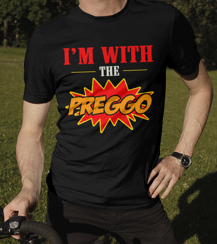 I'm With The Preggo Comic Style Burst T-Shirt