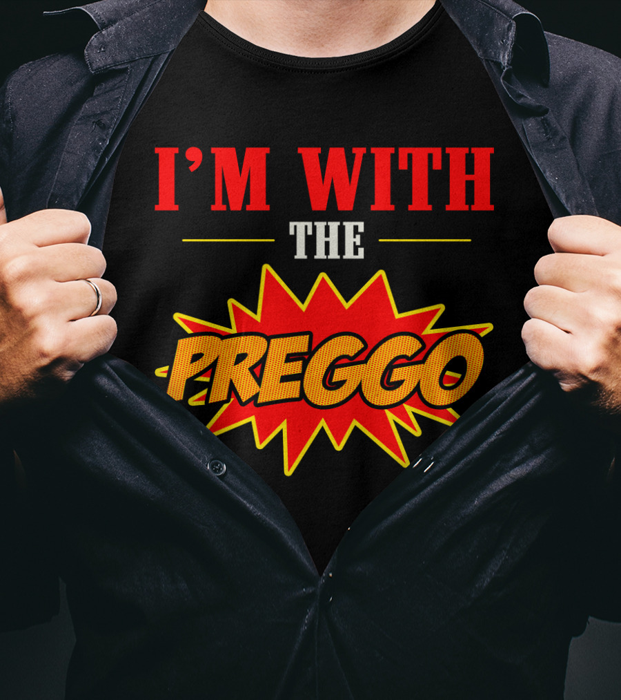 I'm With The Preggo Comic Style Burst T-Shirt