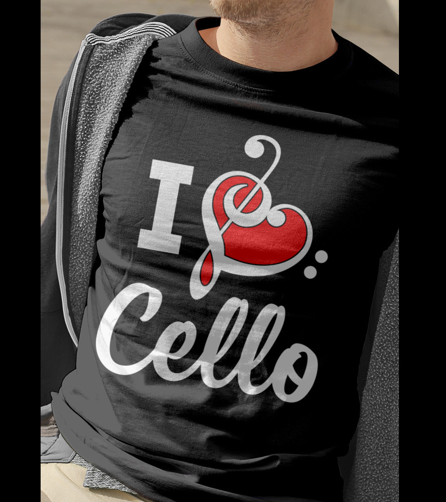 I Love Cello Treble Clef Heart T-Shirt