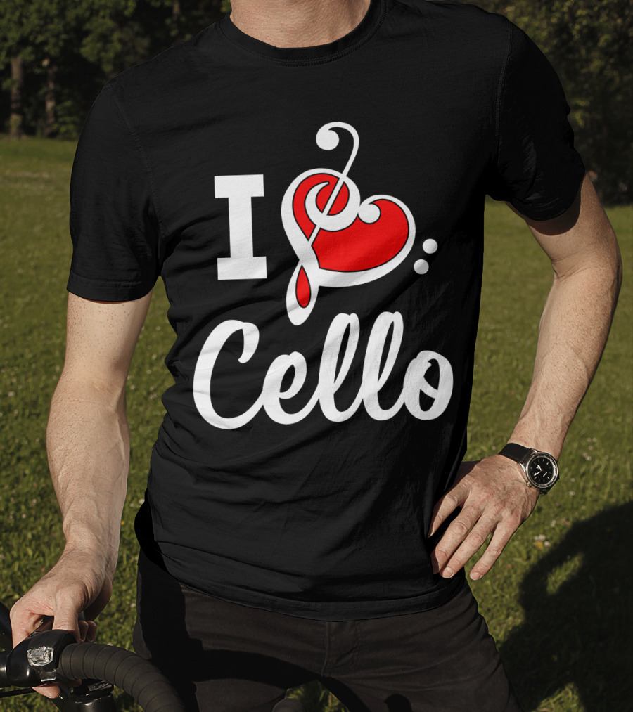 I Love Cello Treble Clef Heart T-Shirt