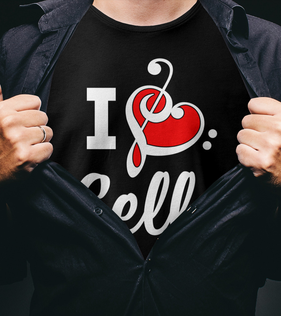 I Love Cello Treble Clef Heart T-Shirt