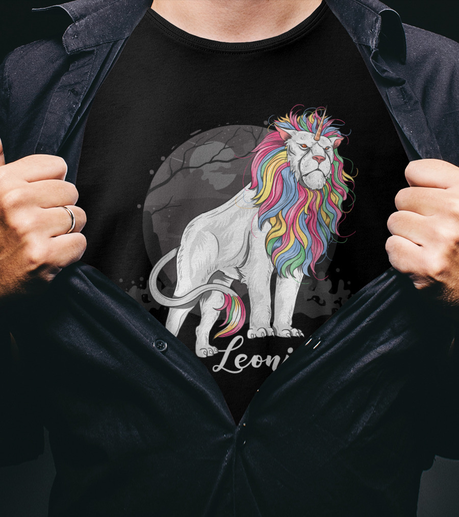 Leonicorn Rainbow-Maned Lion Unicorn Fusion T-Shirt