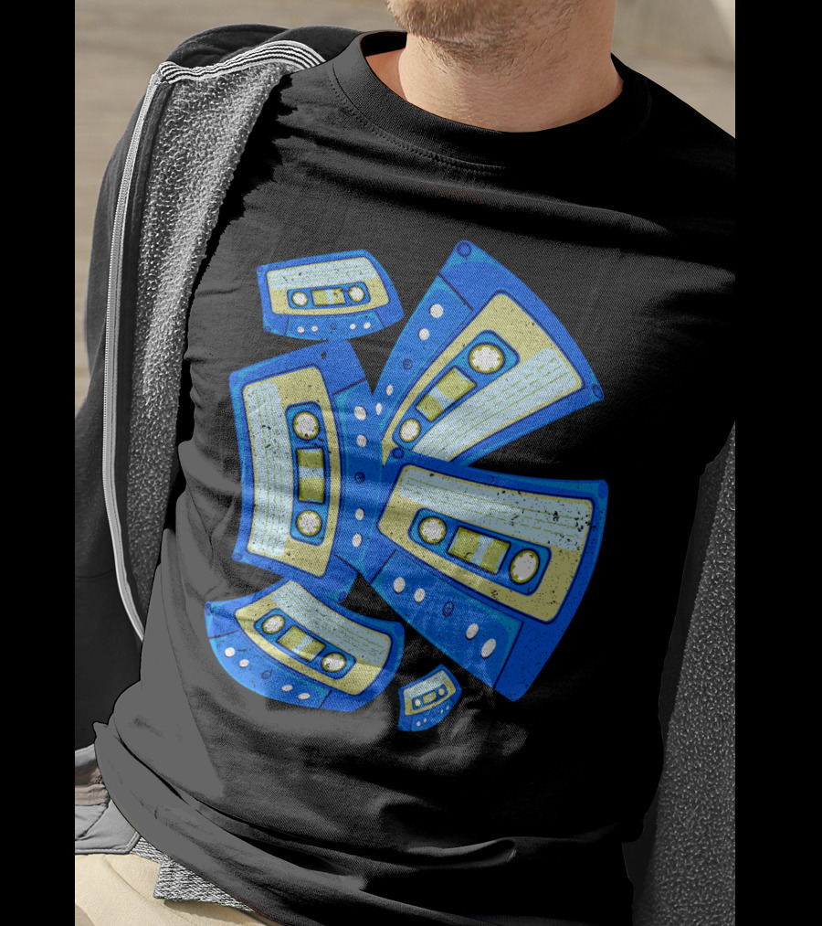 Vaporwave Cassette Mixtape Analog Music Retro Aesthetic Blue Tapes T-Shirt