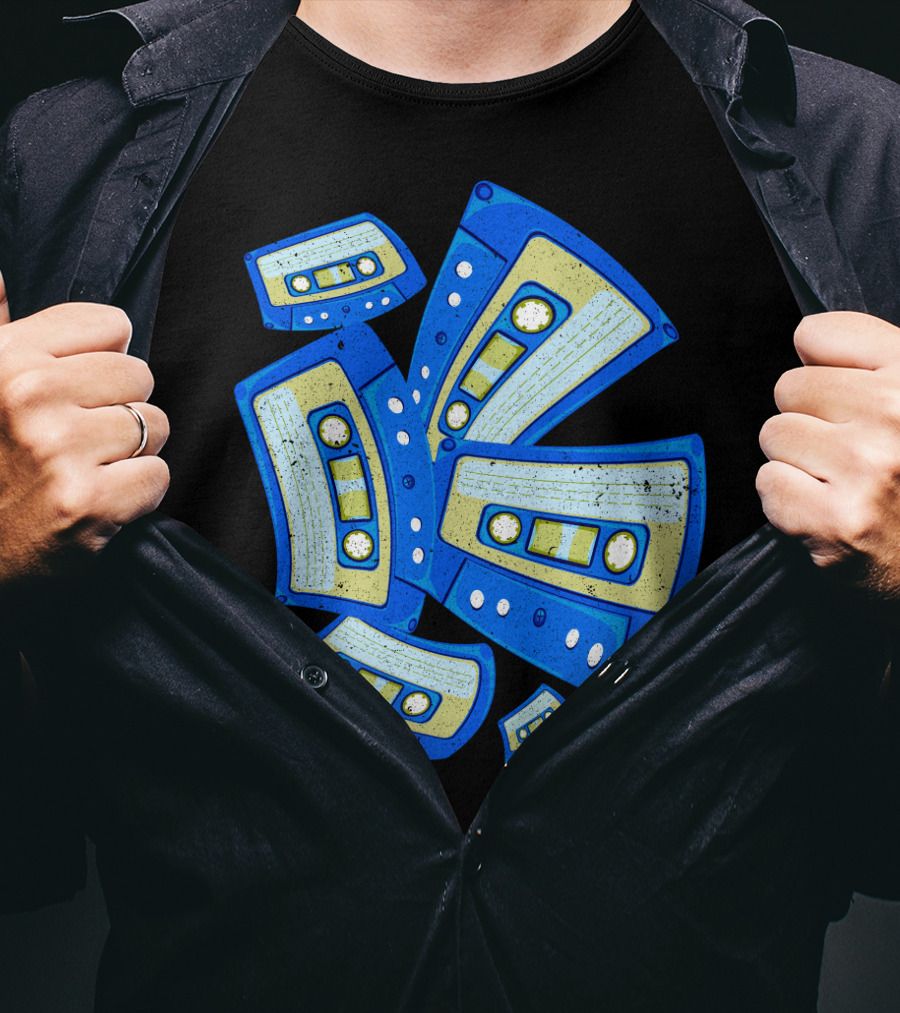 Vaporwave Cassette Mixtape Analog Music Retro Aesthetic Blue Tapes T-Shirt