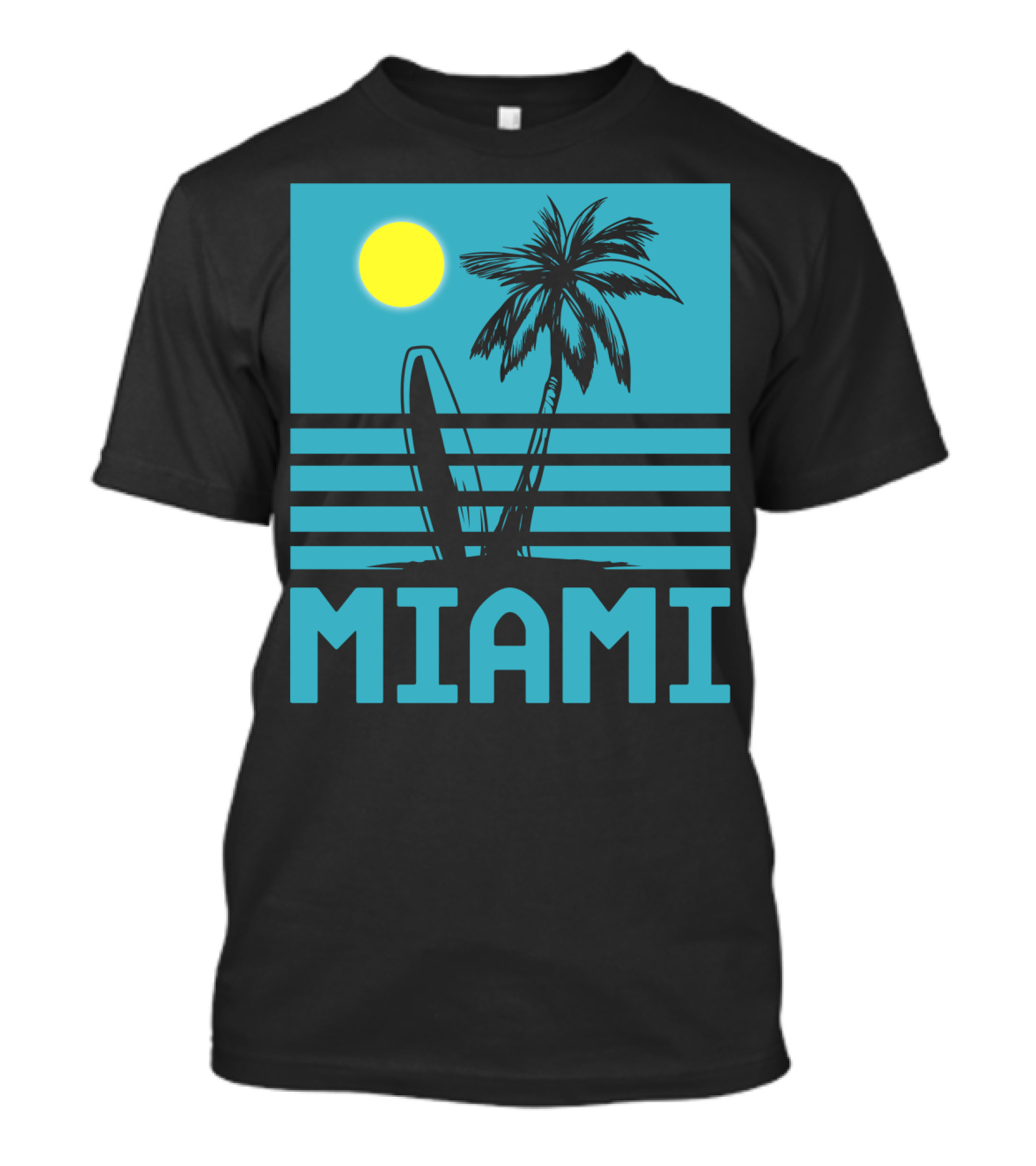 Miami Surf Palm Sunset Retro T-Shirt