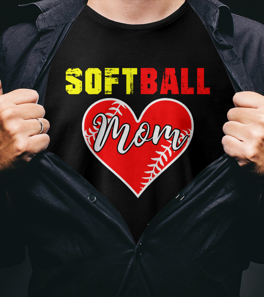 Softball Mom Heart Softball Fans T-Shirt