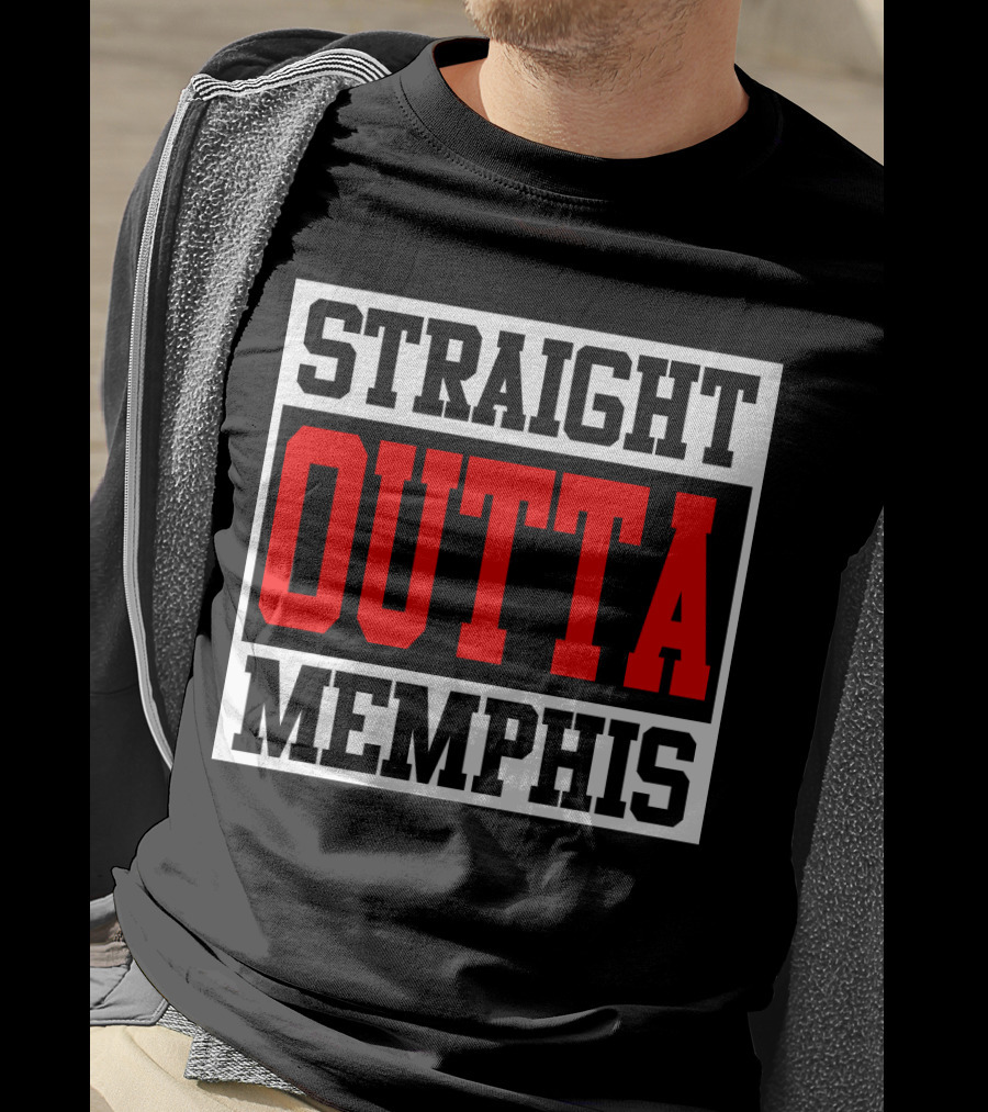 Straight Outta Memphis Bold Urban Block Text T-Shirt