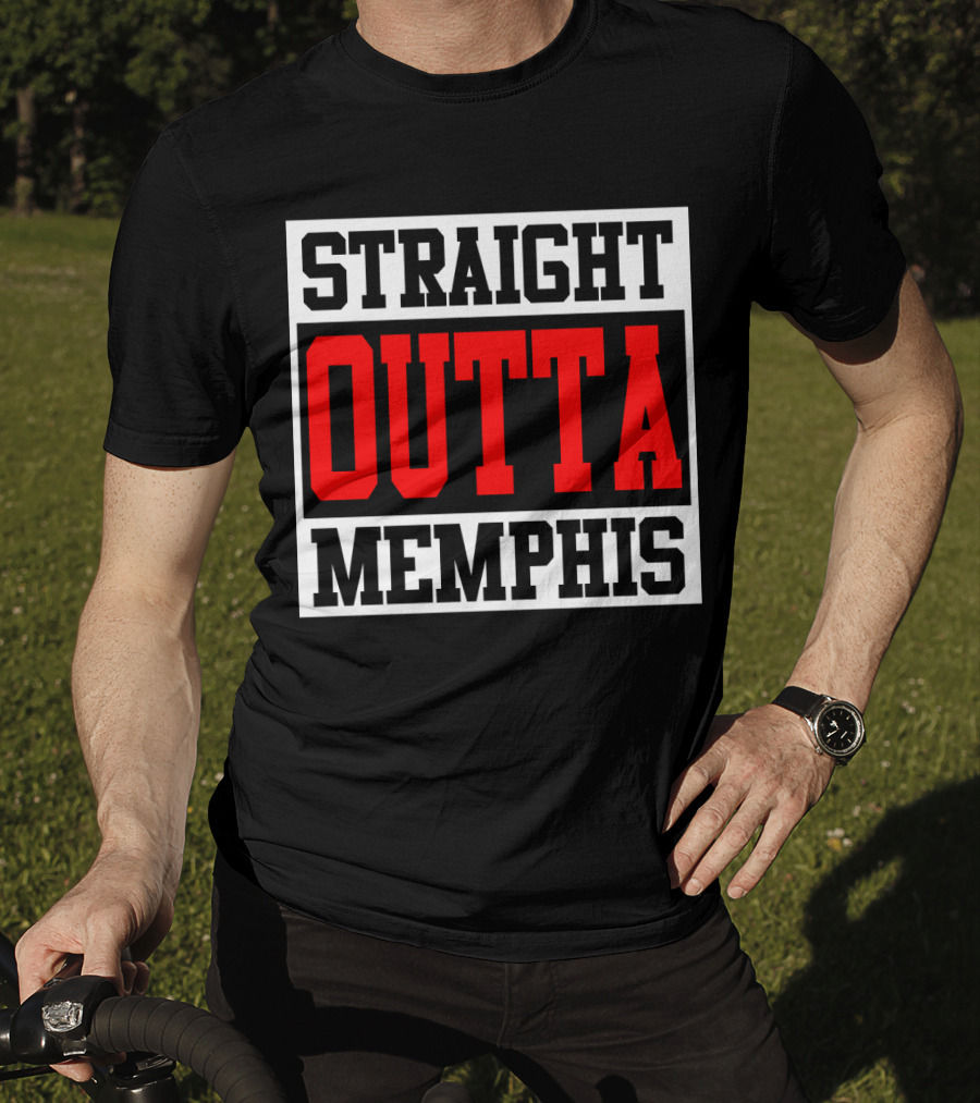 Straight Outta Memphis Bold Urban Block Text T-Shirt