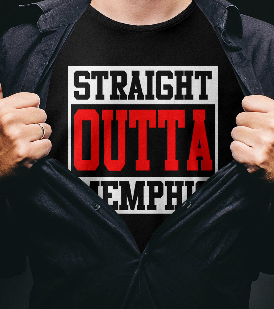 Straight Outta Memphis Bold Urban Block Text T-Shirt