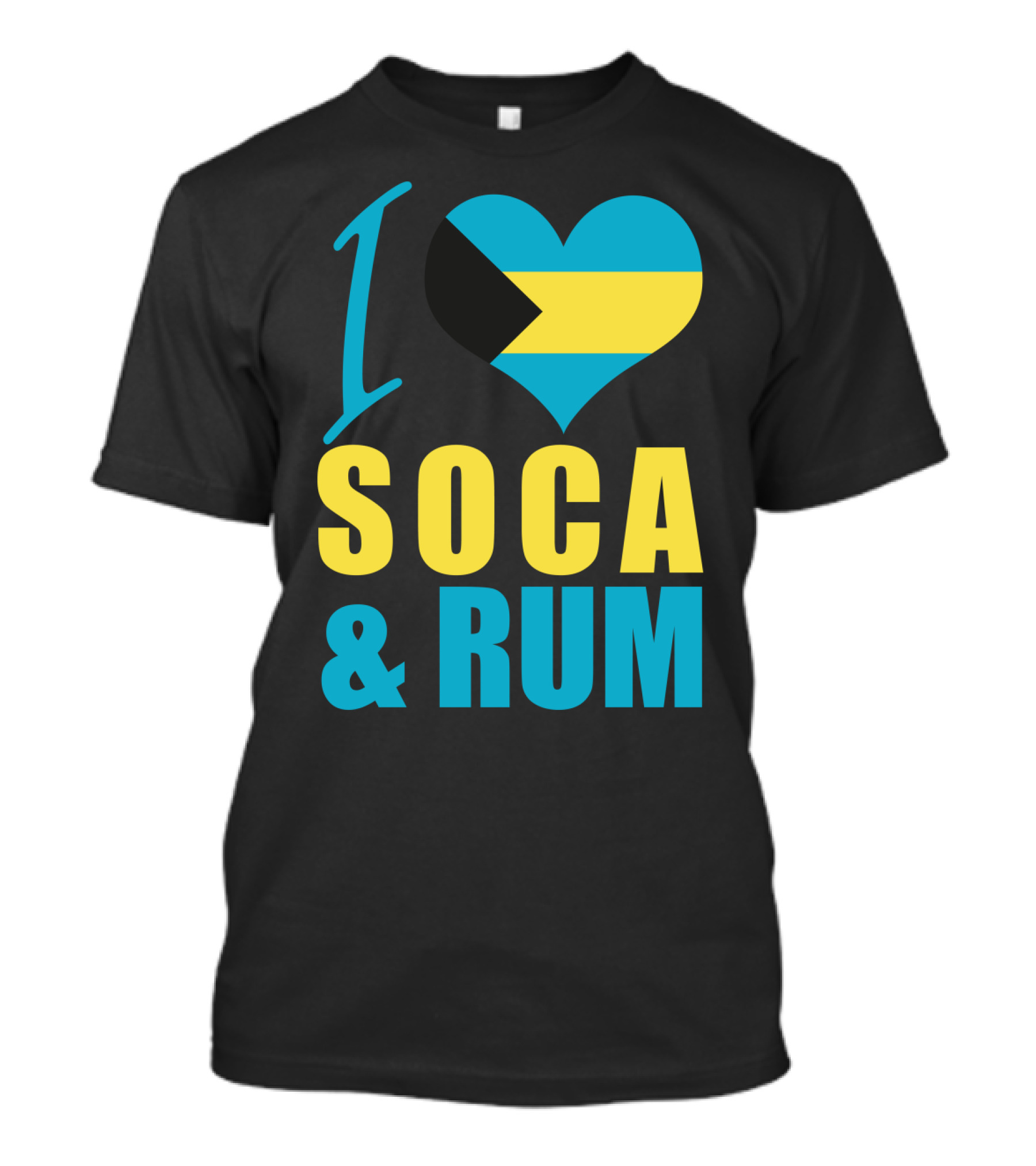 I Love Soca And Rum Bahamas Flag Heart T-Shirt