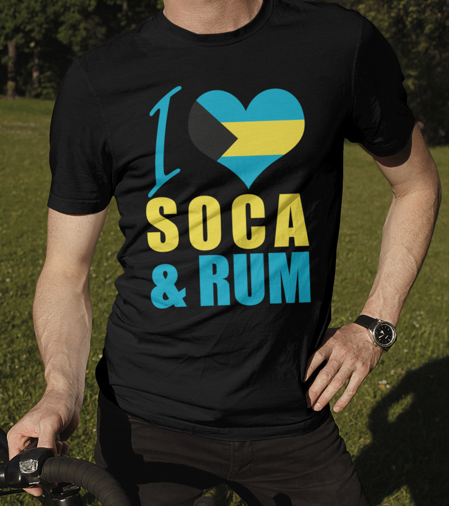 I Love Soca And Rum Bahamas Flag Heart T-Shirt