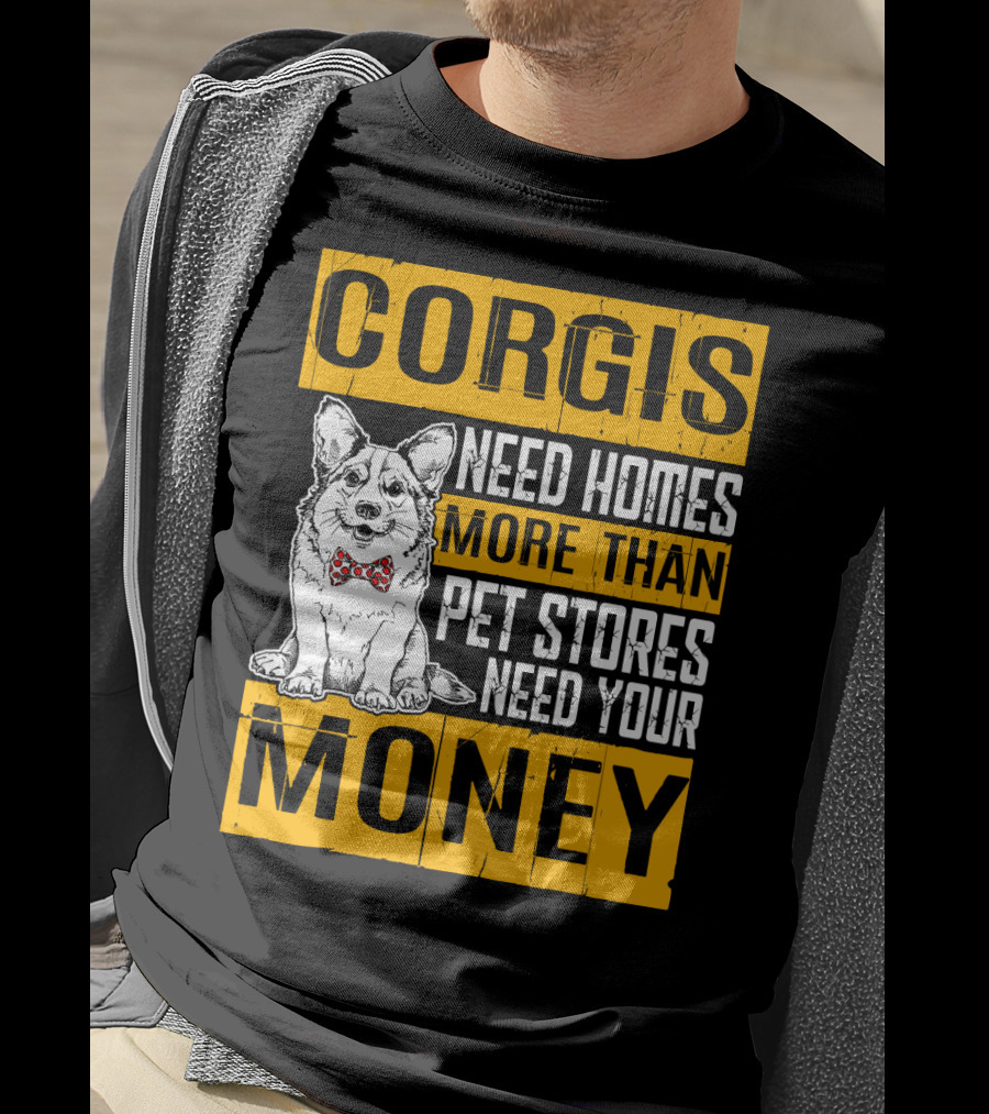 Corgis Need Homes More Than Pet Stores Need Your Money Bowtie T-Shirt