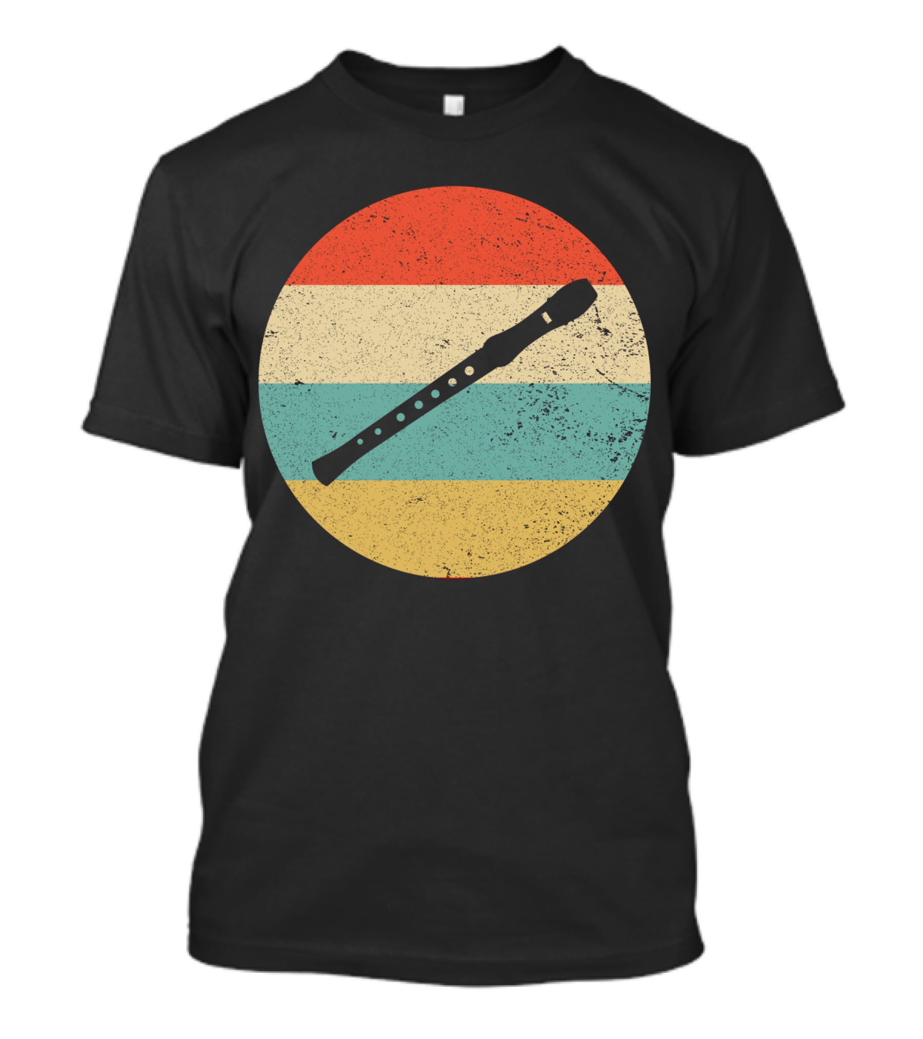 Vintage Retro Flute Circle With Stripes T-Shirt
