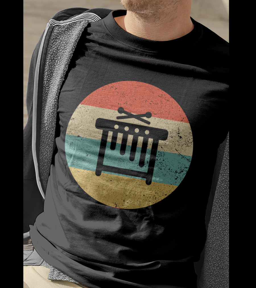 Vintage Retro Marimba Xylophone Circle Stripes T-Shirt