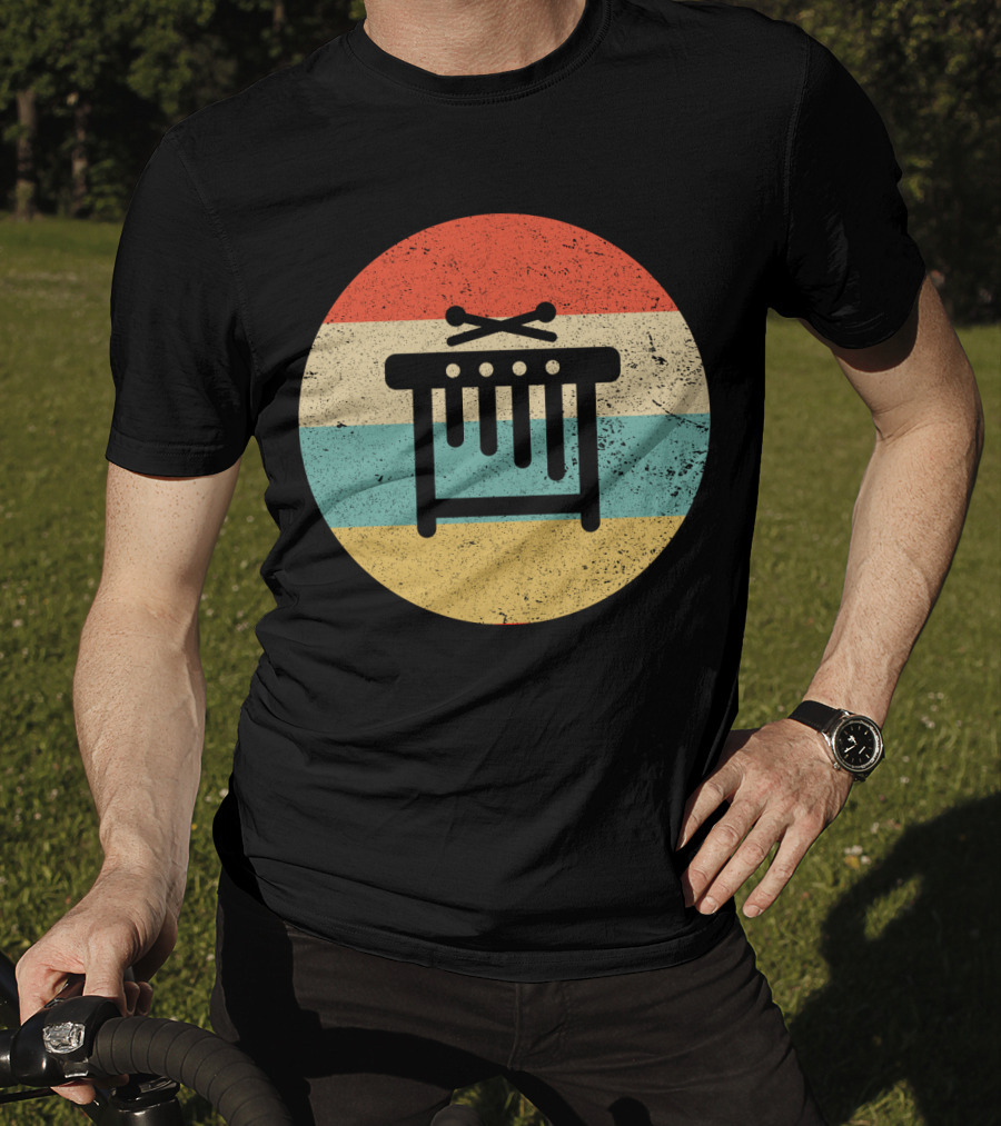 Vintage Retro Marimba Xylophone Circle Stripes T-Shirt