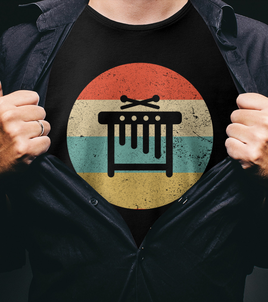 Vintage Retro Marimba Xylophone Circle Stripes T-Shirt