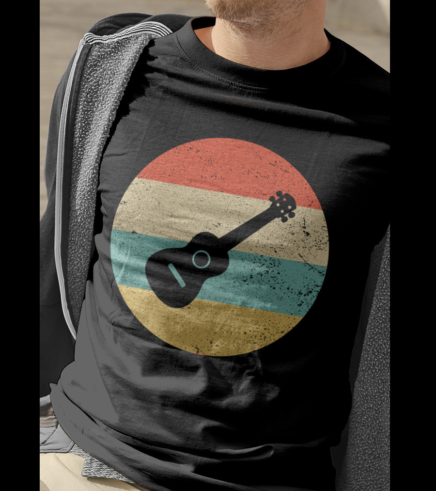 Vintage Retro Striped Ukulele T-Shirt