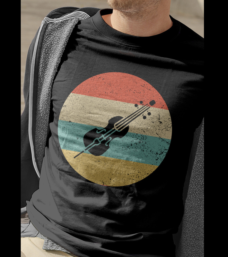 Vintage Retro Cello Circle Striped T-Shirt